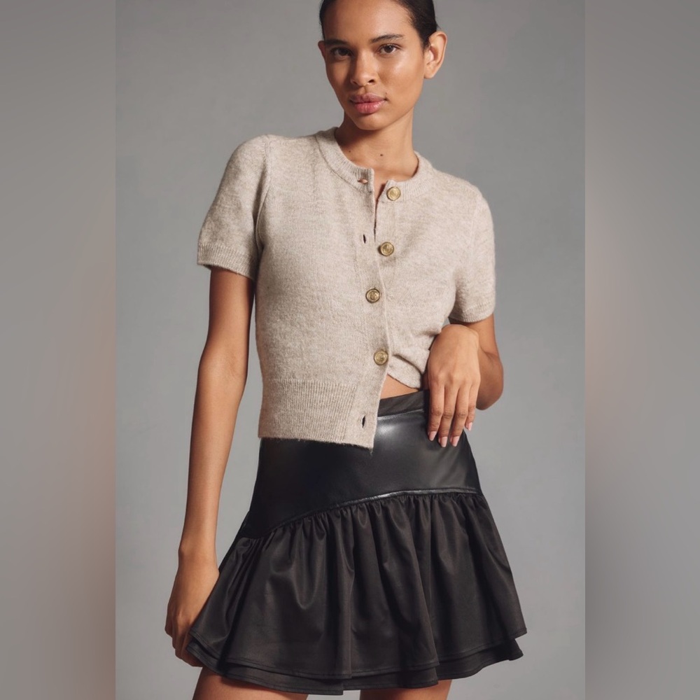 Avec Les Filles Faux Leather Mini Skirt Black Like new Size 2